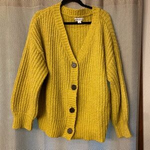 Yellow Heavy Slightly Cropped Cardigan